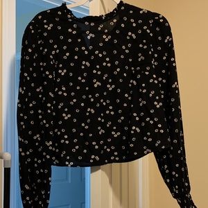 Long sleeve cropped floral shirt